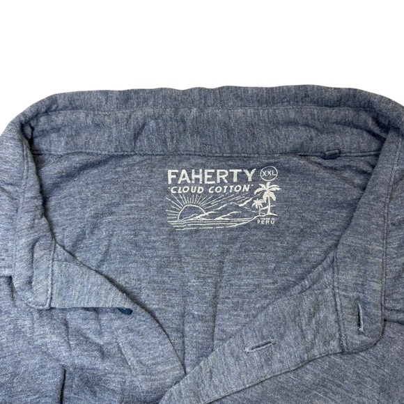 Faherty Brand Cloud‎ Cotton Polo Shirt Men's XXL Heather Navy Soft Pima Blend - Picture 3 of 9